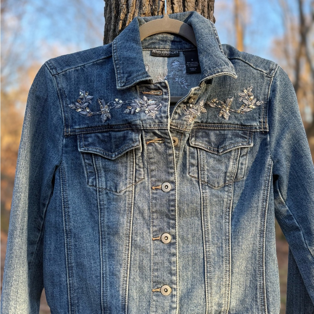 Vintage 90’s Petite Sophisticate Embroidered Denim Jacket